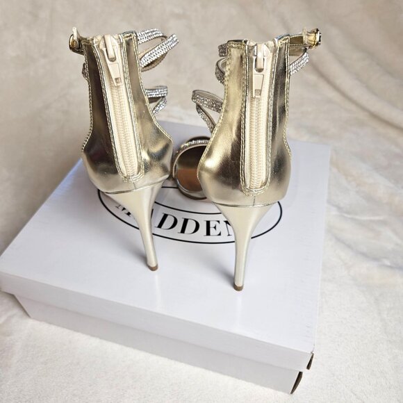 Steve Madden Fiffi Gold Rhinestone Strappy High-Heel 8M - Picture 4 of 11